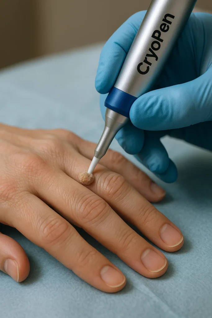 example of cryopen wart removal Greater London (Hammersmith and Fulham) treatment on a persons finger