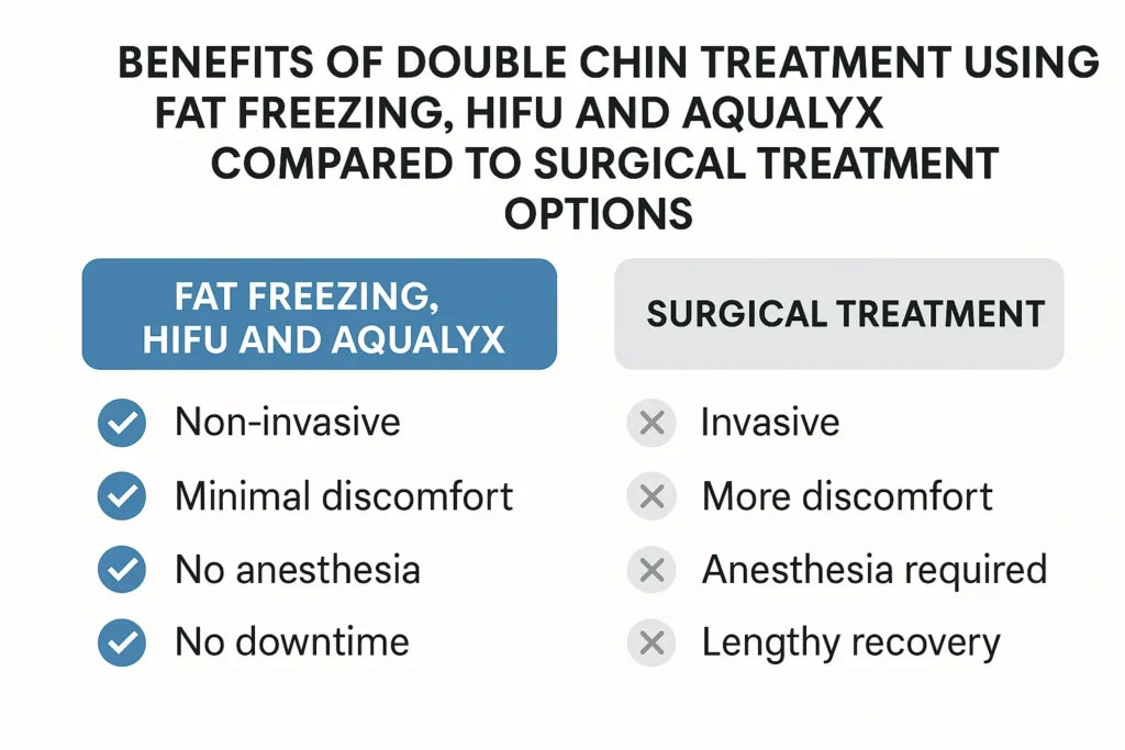 Graphic about the benefits of double chin treatment Greater London (Hammersmith and Fulham) - from LA LIPO