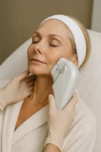 Woman receiving HIFU non surgical facelift treatment Greater London (Hammersmith and Fulham)