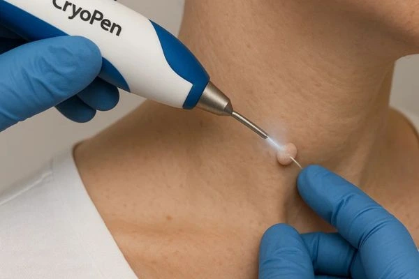 Person receiving cryotherapy Greater London (Hammersmith and Fulham) for skin tag removal