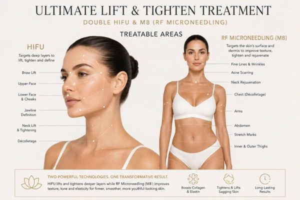 Areas of the body that can be treated - ultimate skin tighten treatment Greater London (Hammersmith and Fulham)